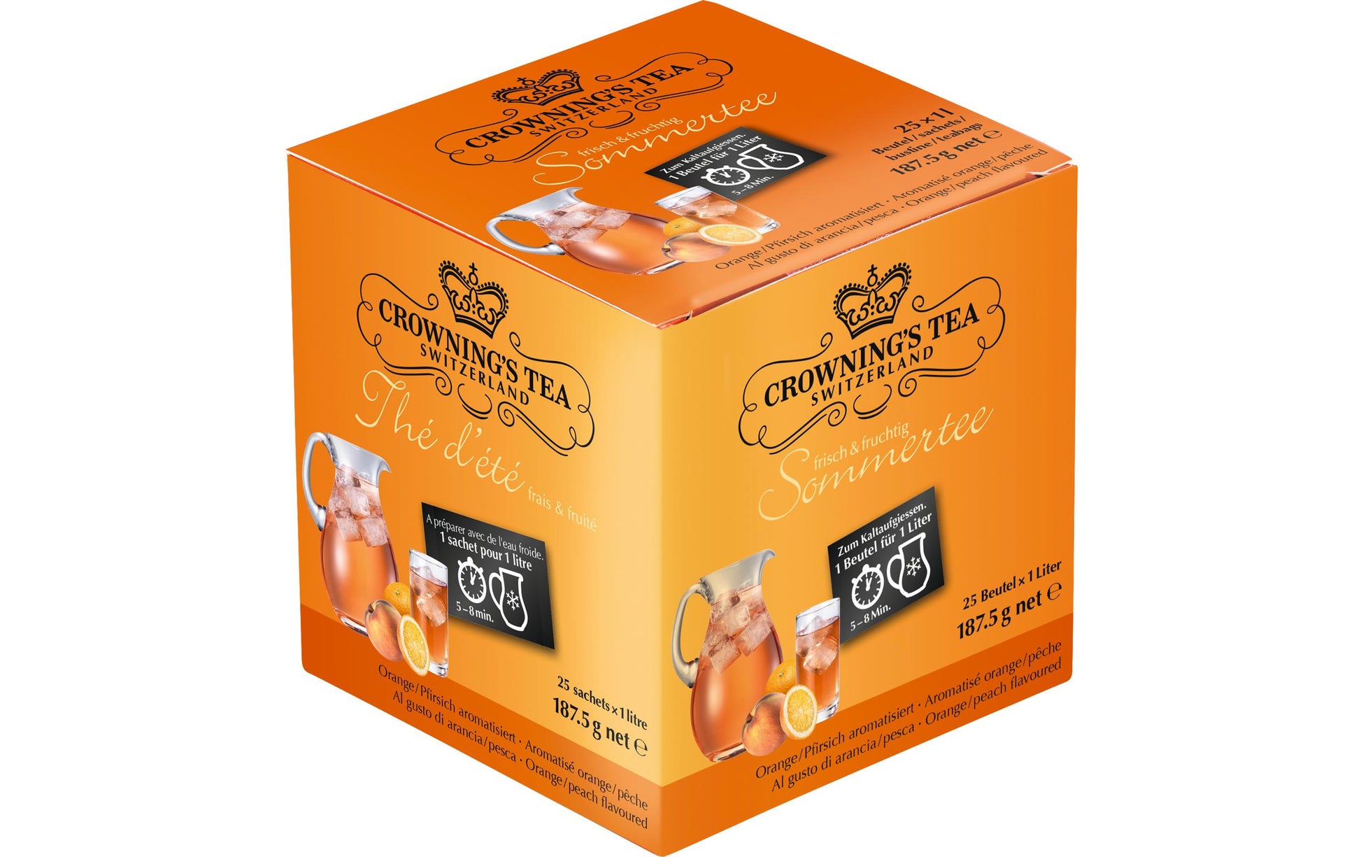 Crowning’s Tea Früchtetee Orange & Pfirsich – Teebeutel 25 Beutel