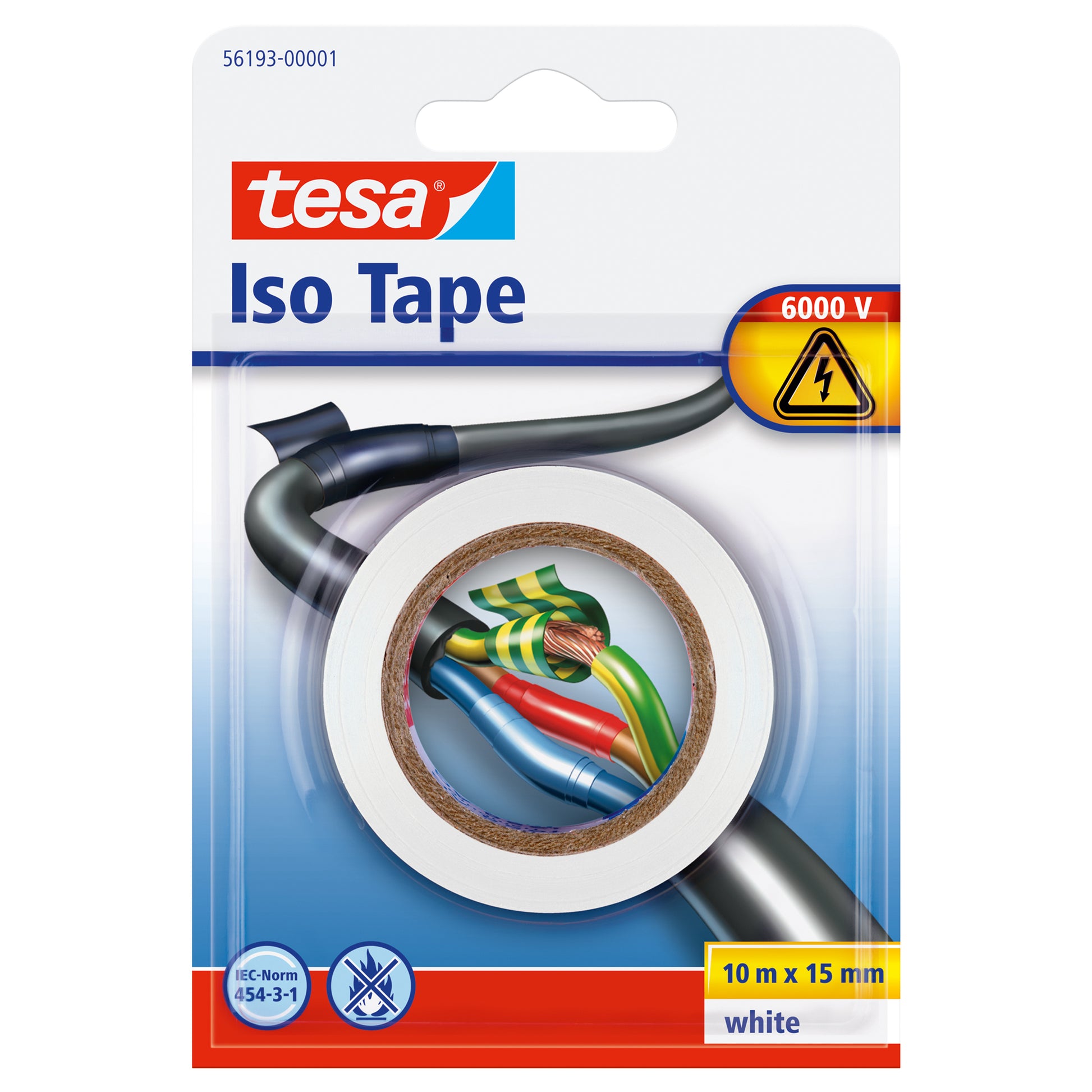 tesa Elektro-Isolierband – 15 mm × 10 m, weiss