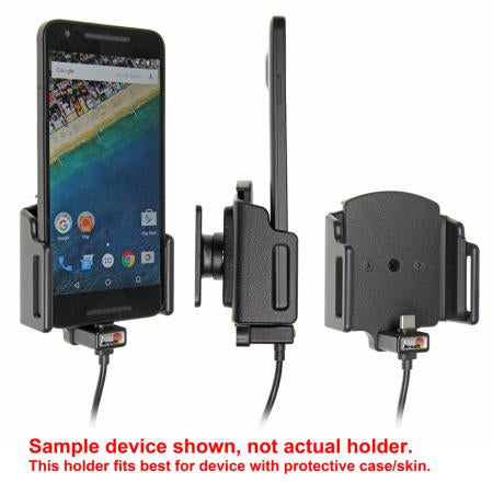 Brodit Auto-Halterung, aktiv mit Zigarettenanzünder – für Geräte 6,2–7,7 cm mit USB-C – Schwarz