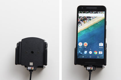 Brodit Auto-Halterung, aktiv mit Zigarettenanzünder – für Geräte 6,2–7,7 cm mit USB-C – Schwarz