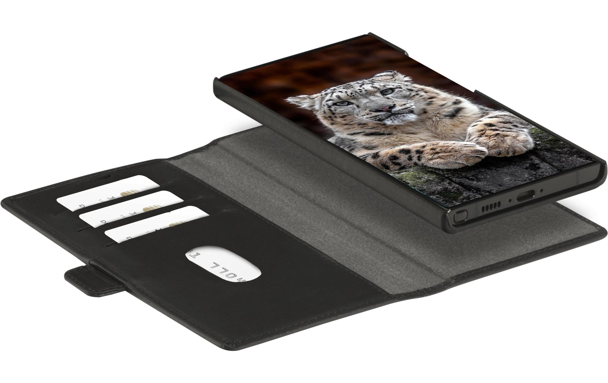 dbramante1928 Lynge – Wallethülle – für Samsung Galaxy S24 Ultra, 3 Kartenfächer, Leder, Schwarz