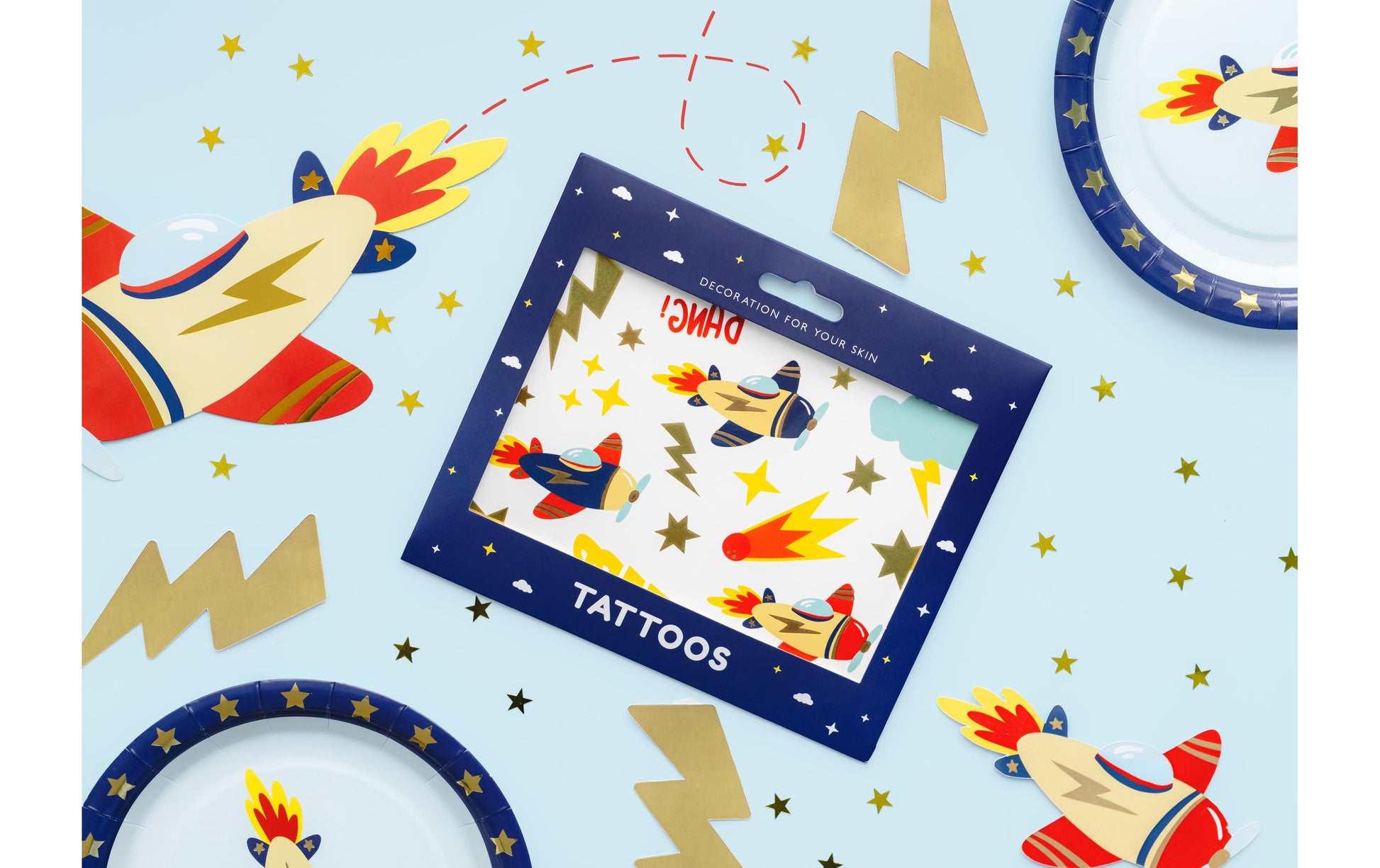 PartyDeco Face-Art Sticker Flugzeug – mehrfarbig – 11 Stk