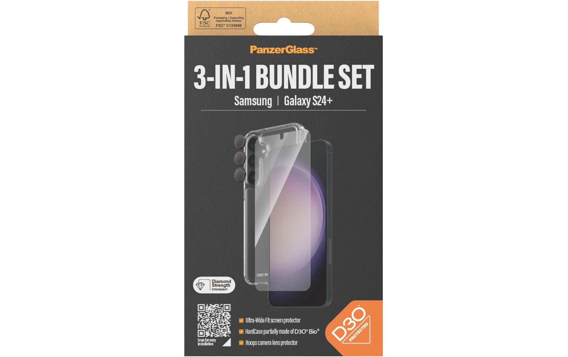 PanzerGlass Displayschutz (Panzerglas), Ultra-Weit Passend – für Galaxy S24+ – mit Applikator