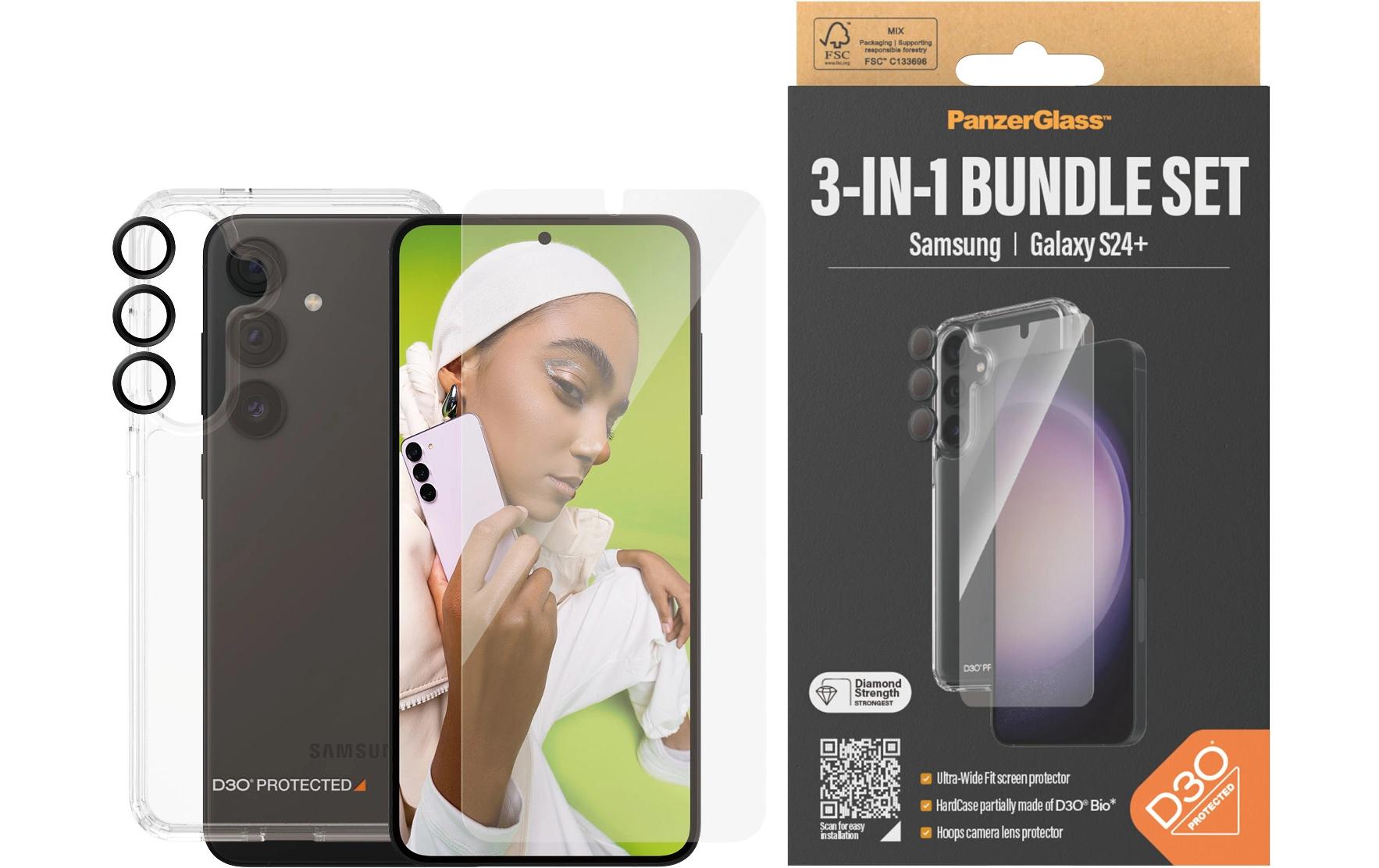 PanzerGlass Displayschutz (Panzerglas), Ultra-Weit Passend – für Galaxy S24+ – mit Applikator