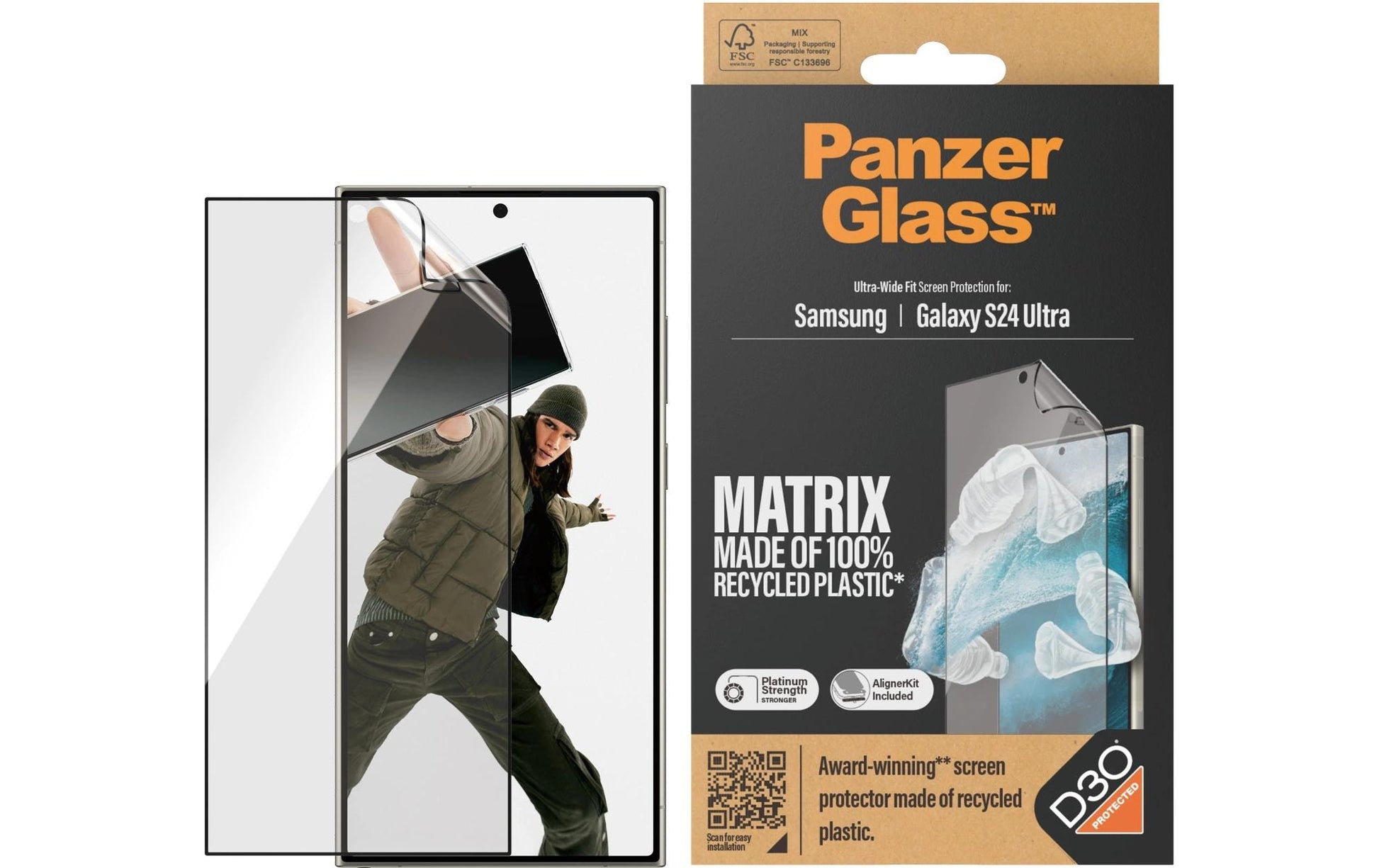 PanzerGlass Displayschutz (Folie), Ultra-Wide Fit – für Galaxy S24 Ultra – mit Applikator