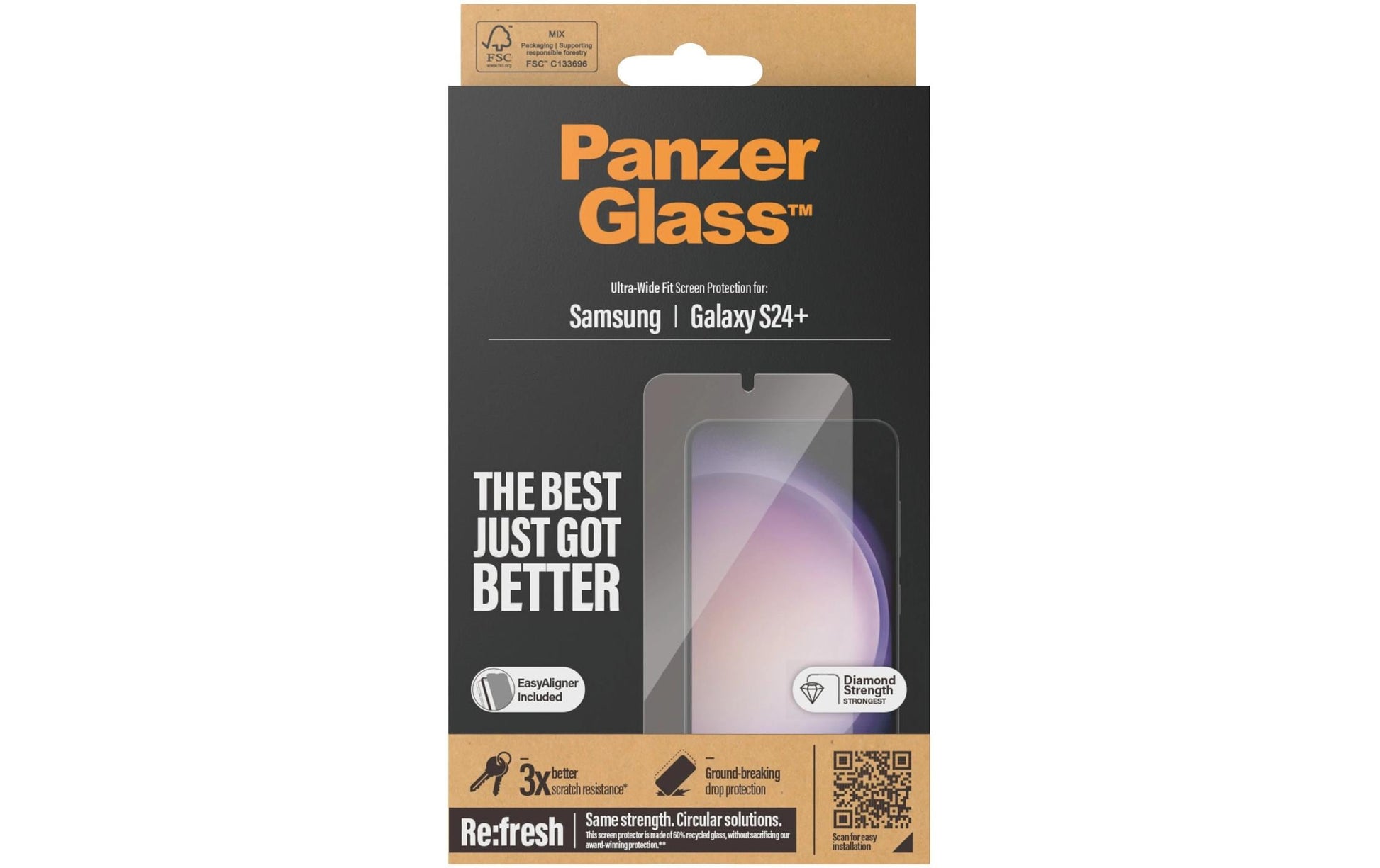 PanzerGlass Displayschutzglas – für Samsung Galaxy S24 Plus, Hartglas, Transparent