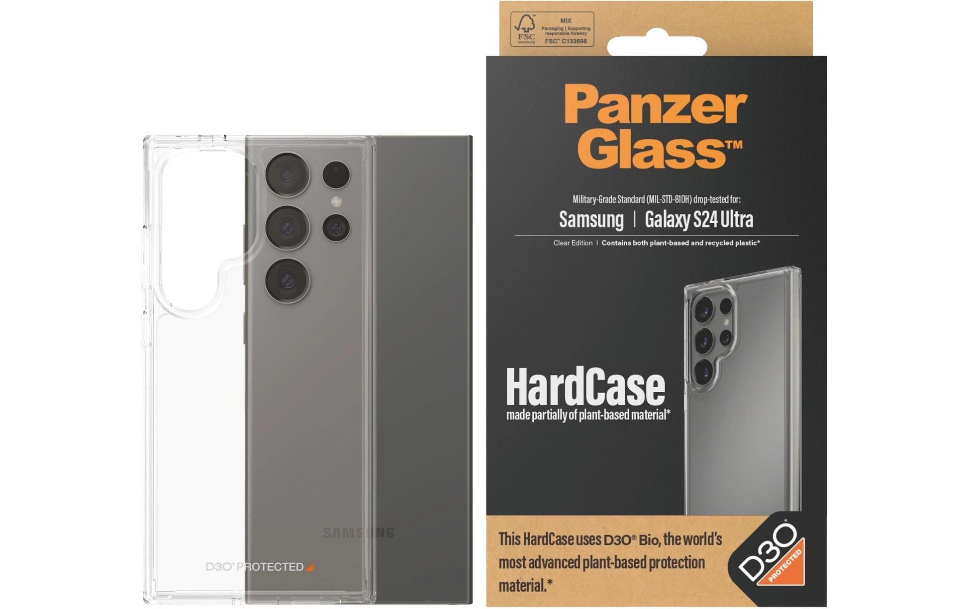 PanzerGlass Backcover – für Samsung Galaxy S24 Ultra, Recycling-Kunststoff, D3O, transparent