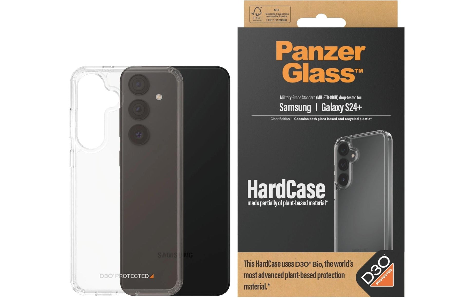 PanzerGlass HardCase – Backcover – für Samsung Galaxy S24 Plus, Kunststoff+D3O, Transparent