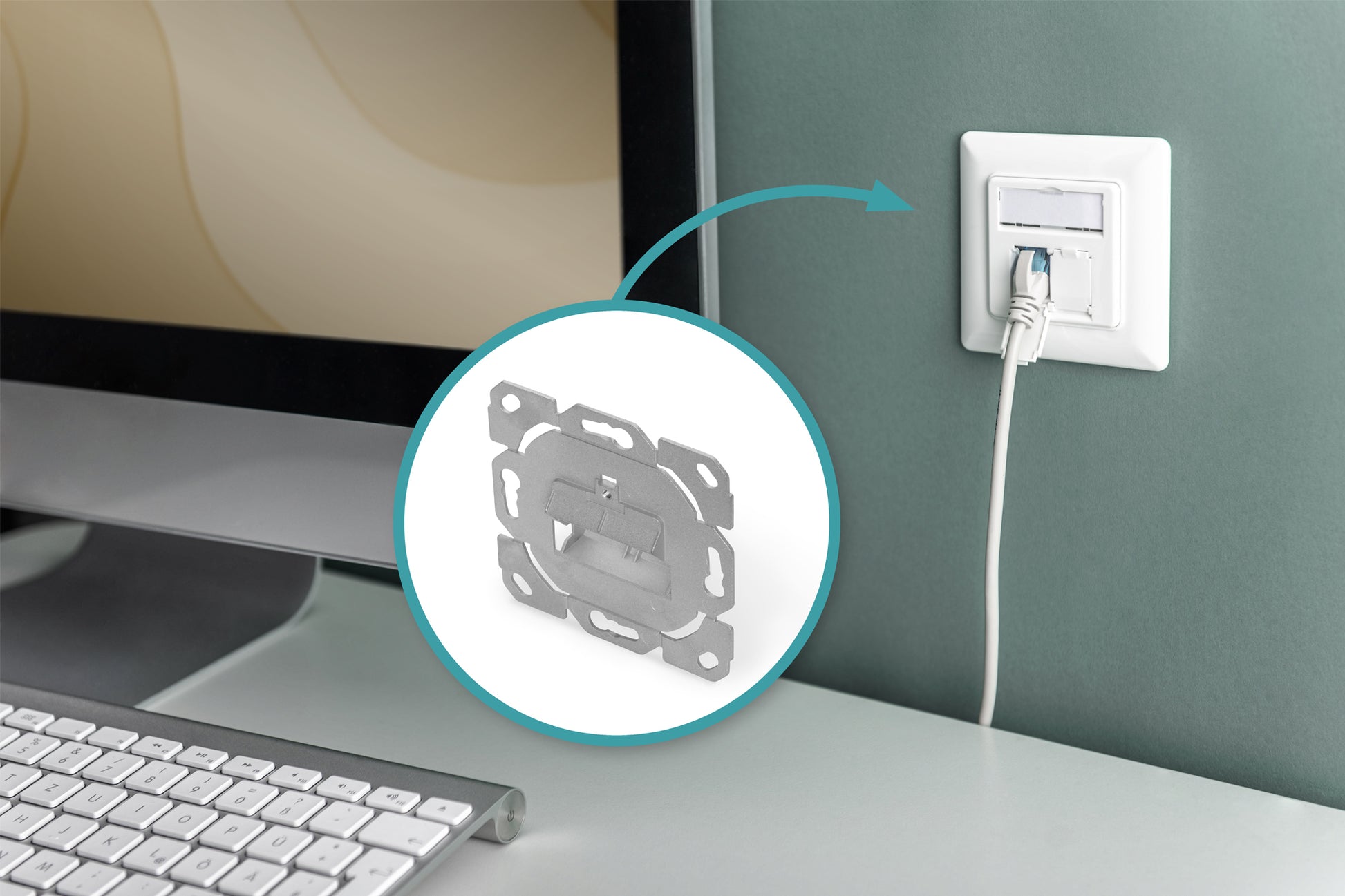 Digitus Keystone-Modul RJ45, schraubenlos, Einbaurahmen – metallisch