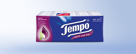 Tempo Taschentücher – 4-lagig, weiss, 200 × 90 mm – 20×9 Taschentücher