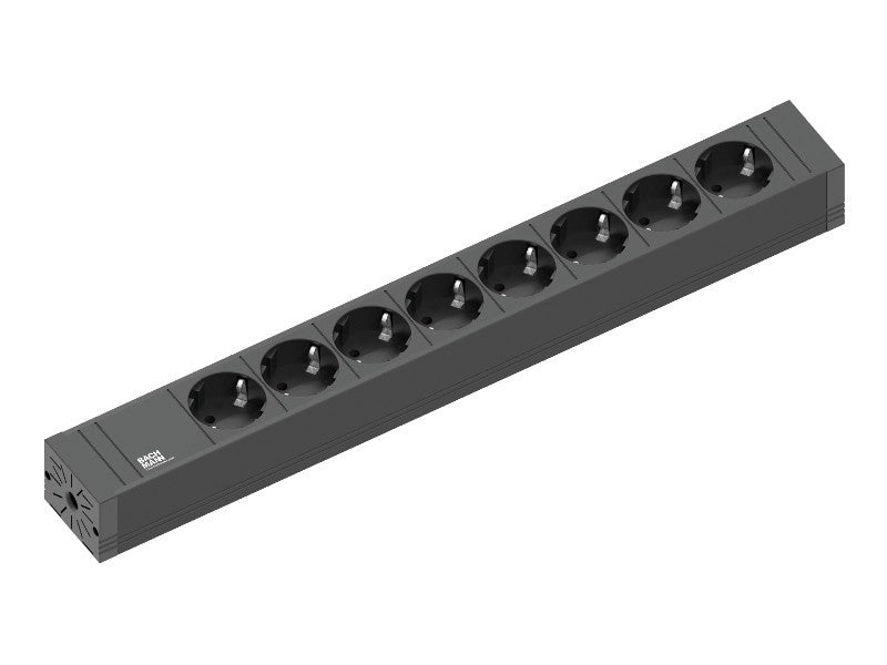 Bachmann CONNECT LINE Steckdosenleiste, 8×T13, ohne Schalter, 2 m – schwarz