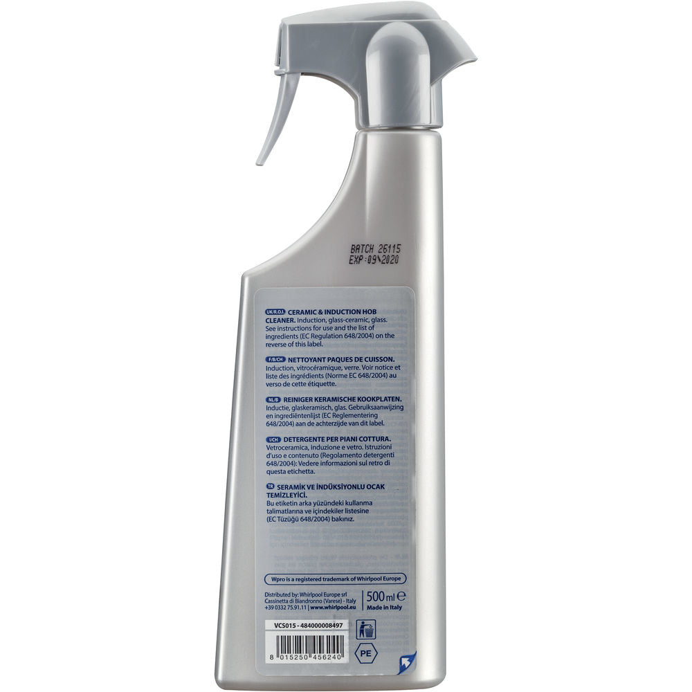 Wpro WCS015 Glas-/Oberflächenreiniger für Glaskeramikkochfeld – Flüssigkeit, Spray – 500 ml