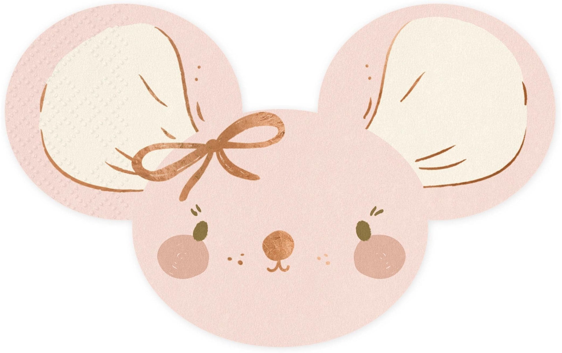 PartyDeco Servietten Maus – Hellrosa – 16 × 10 cm, 3-lagig – 20 Stück