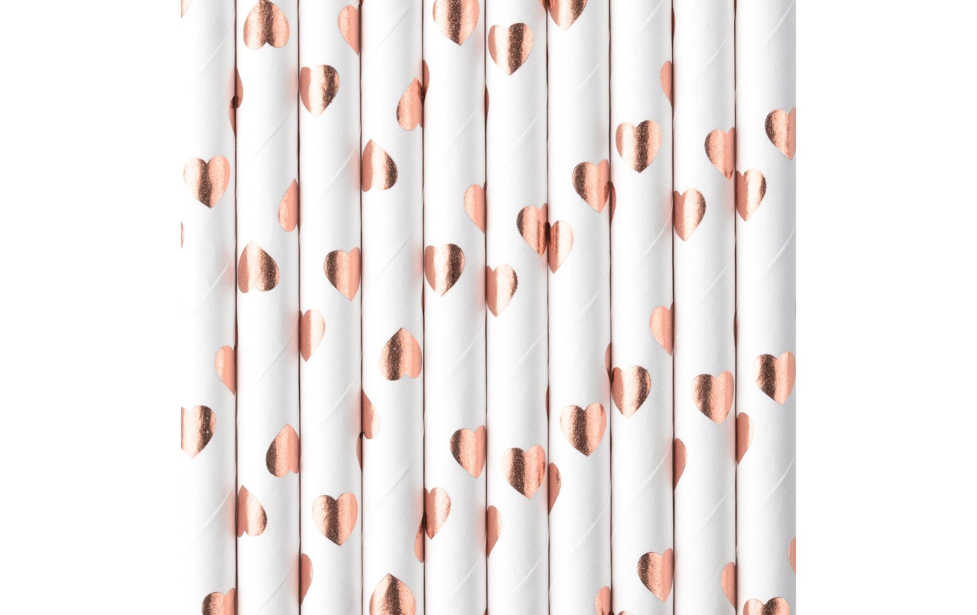 PartyDeco Papierstrohhalme, 19,5 cm, Roségold/Weiss – 10 Stk.