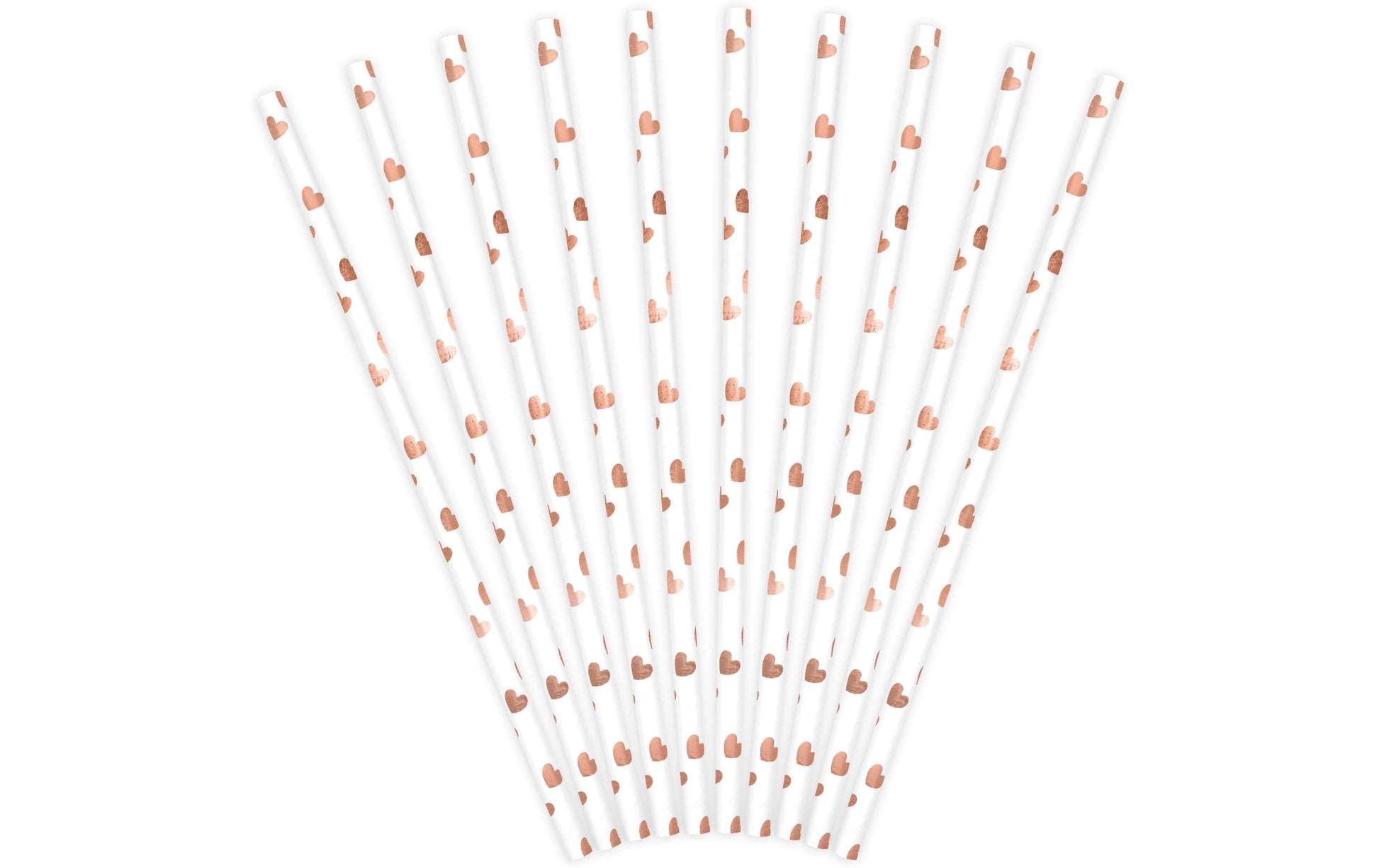 PartyDeco Papierstrohhalme, 19,5 cm, Roségold/Weiss – 10 Stk.