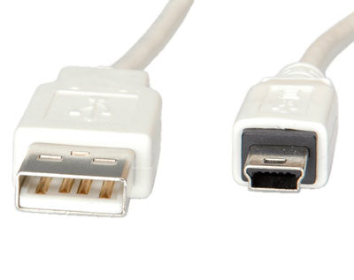 VALUE USB-Kabel – USB-A auf Mini-USB-B – USB 2.0 (480 Mbit/s) – 3 m – Geschirmt – Weiss