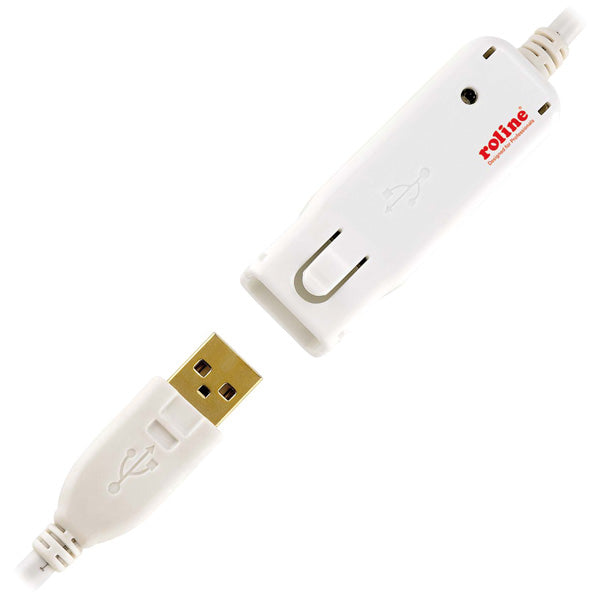 ROLINE USB-A Verlängerungskabel (Stecker auf Buchse) – USB 2.0 (480 Mbit/s) – 12 m – Aktiv – für 12.04.1085