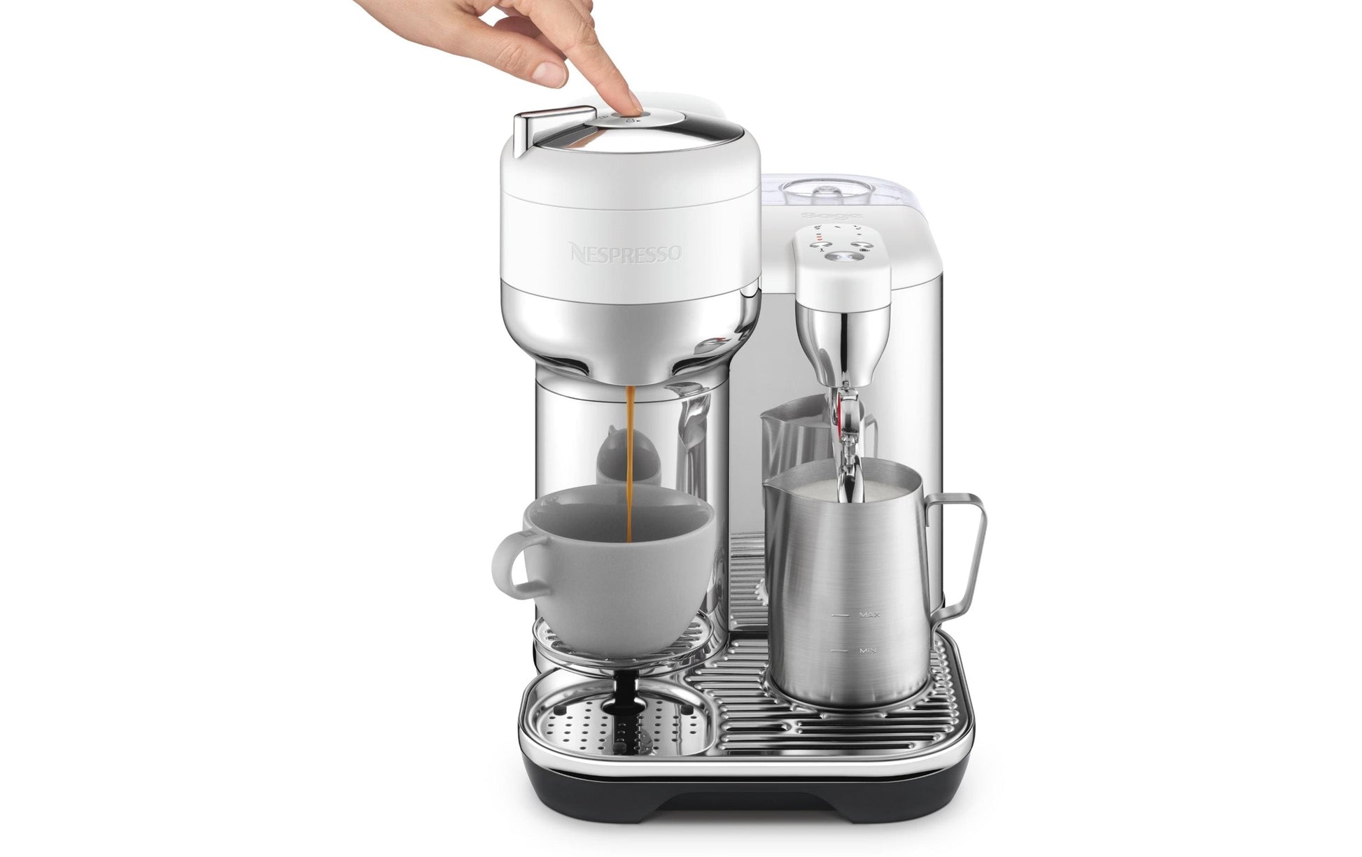 Sage Software Sage Kapselmaschine – für Nespresso Vertuo, 2 l, silber/weiss