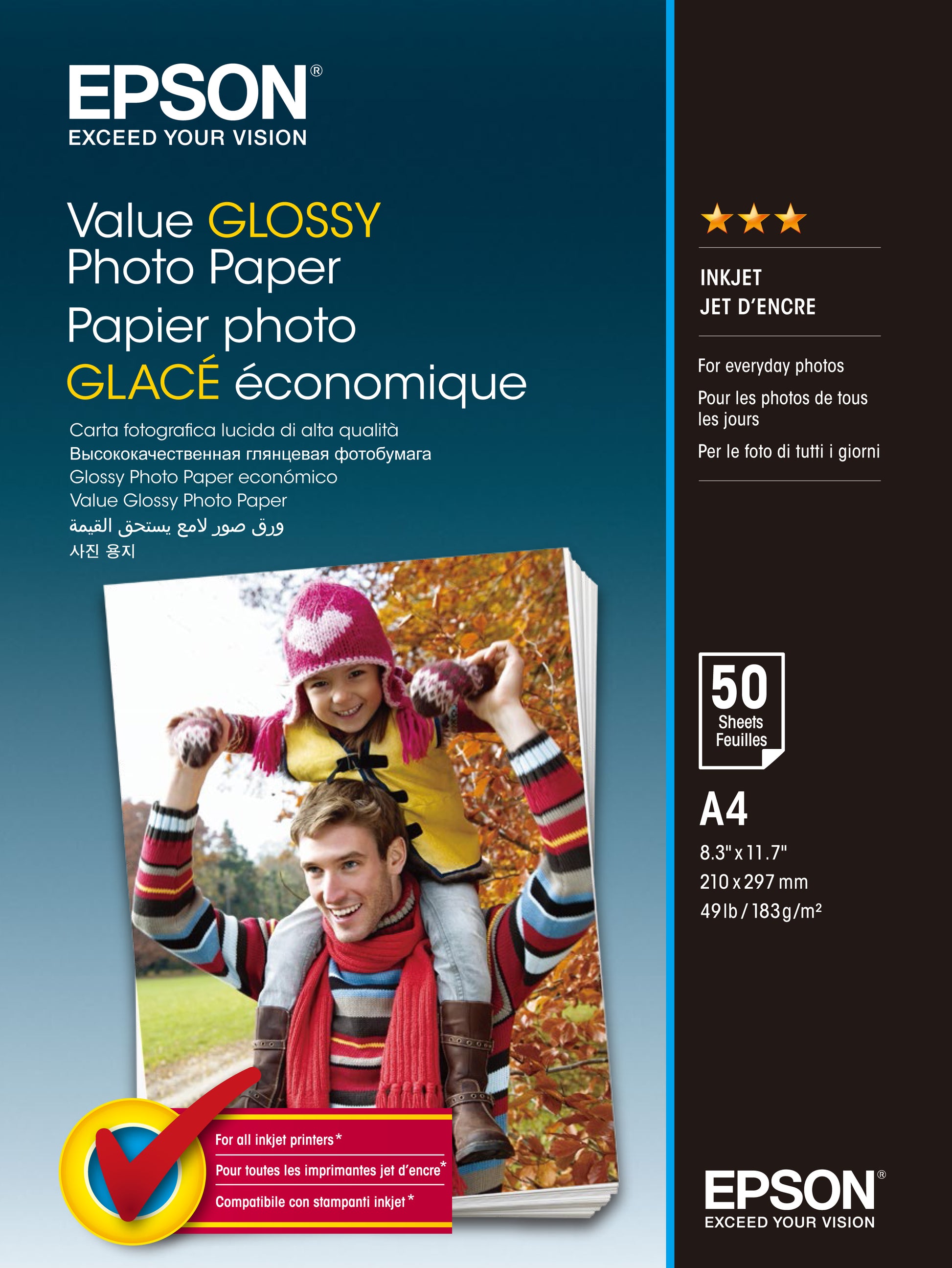Epson Value Fotopapier – glänzend, A4, 183 g/m², 20 Blatt, für Epson Expression & Stylus Photo (Auswahl)