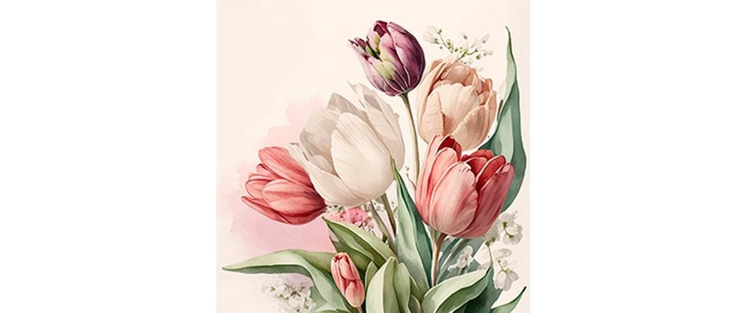 Braun + Company Servietten Vintage Tulip, mehrfarbig – 33 × 33 cm, 3-lagig – 20 Stück