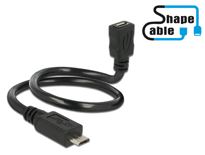 DeLOCK USB Micro-USB B auf Micro-USB B Kabel – USB 2.0 (480 Mbit/s) – 0,35 m – USB On-The-Go (OTG) – Schwarz