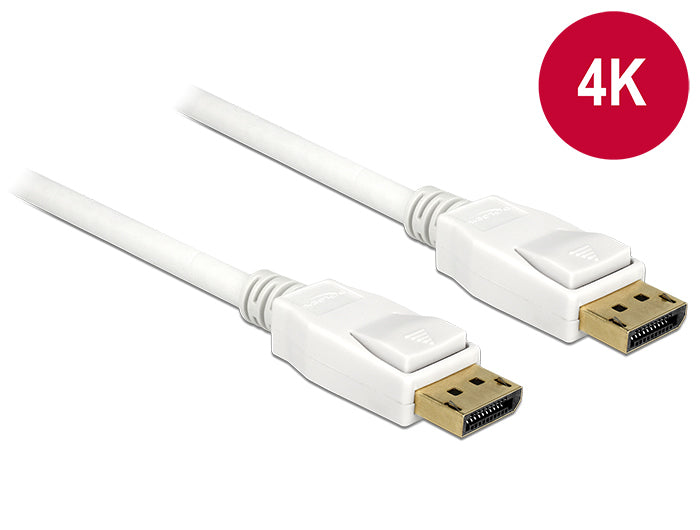DeLOCK DisplayPort Kabel DP 1.2 4K 60 Hz – 3 m – Weiss