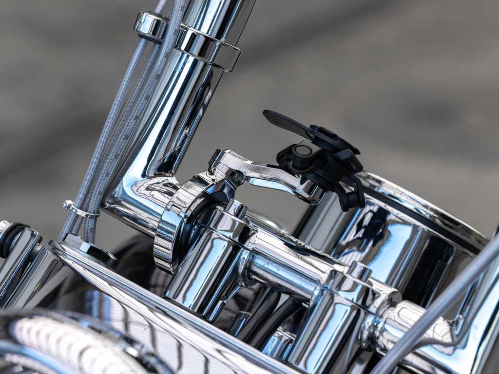 Quad Lock Motorrad-Lenkerhalterung, Klemmhalterung, 360° drehbar – für Quad Lock Cases – Chrom, Aluminium