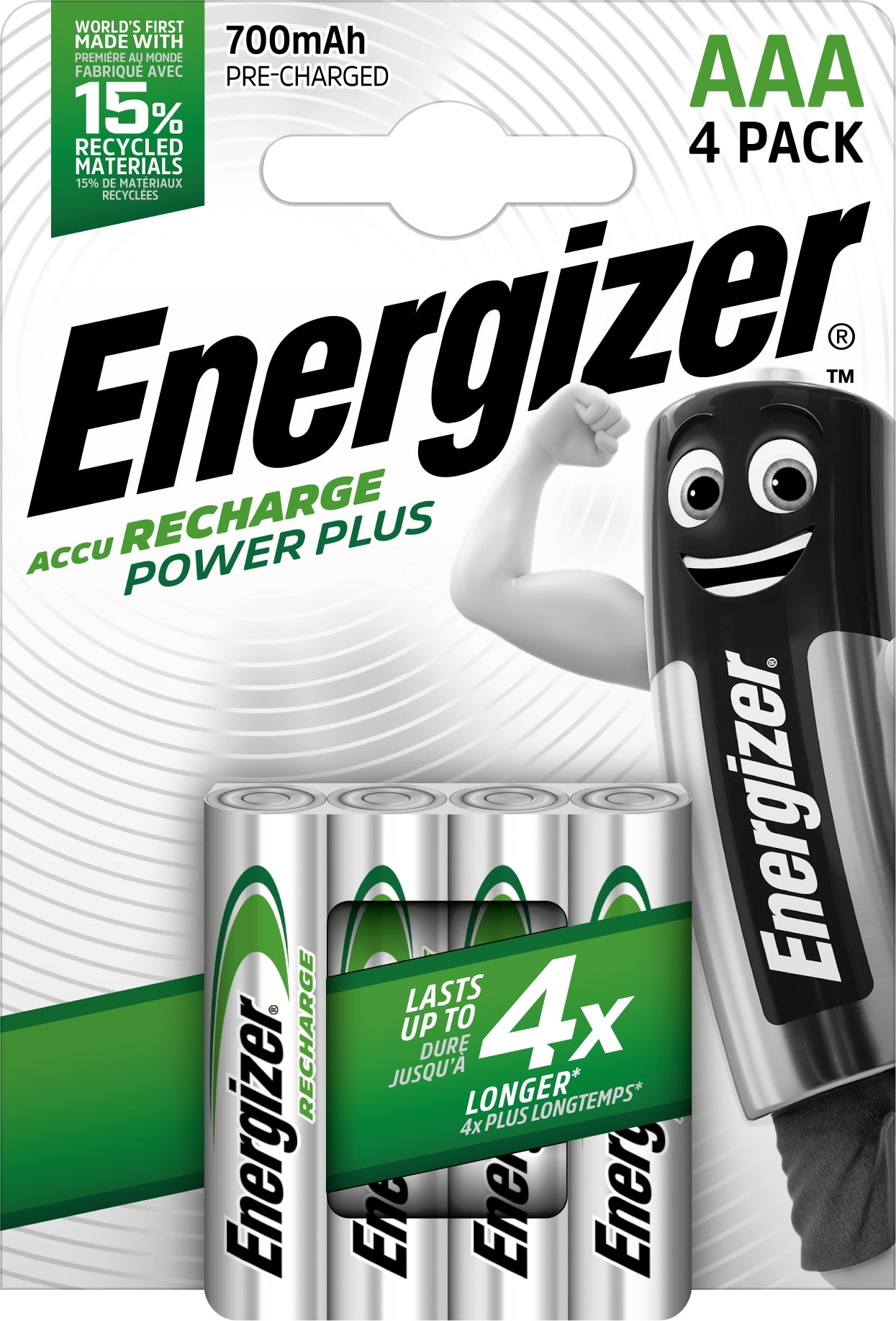 Energizer AAA Akkus, NiMH, 700 mAh, 1,2 V – 4 Stk.