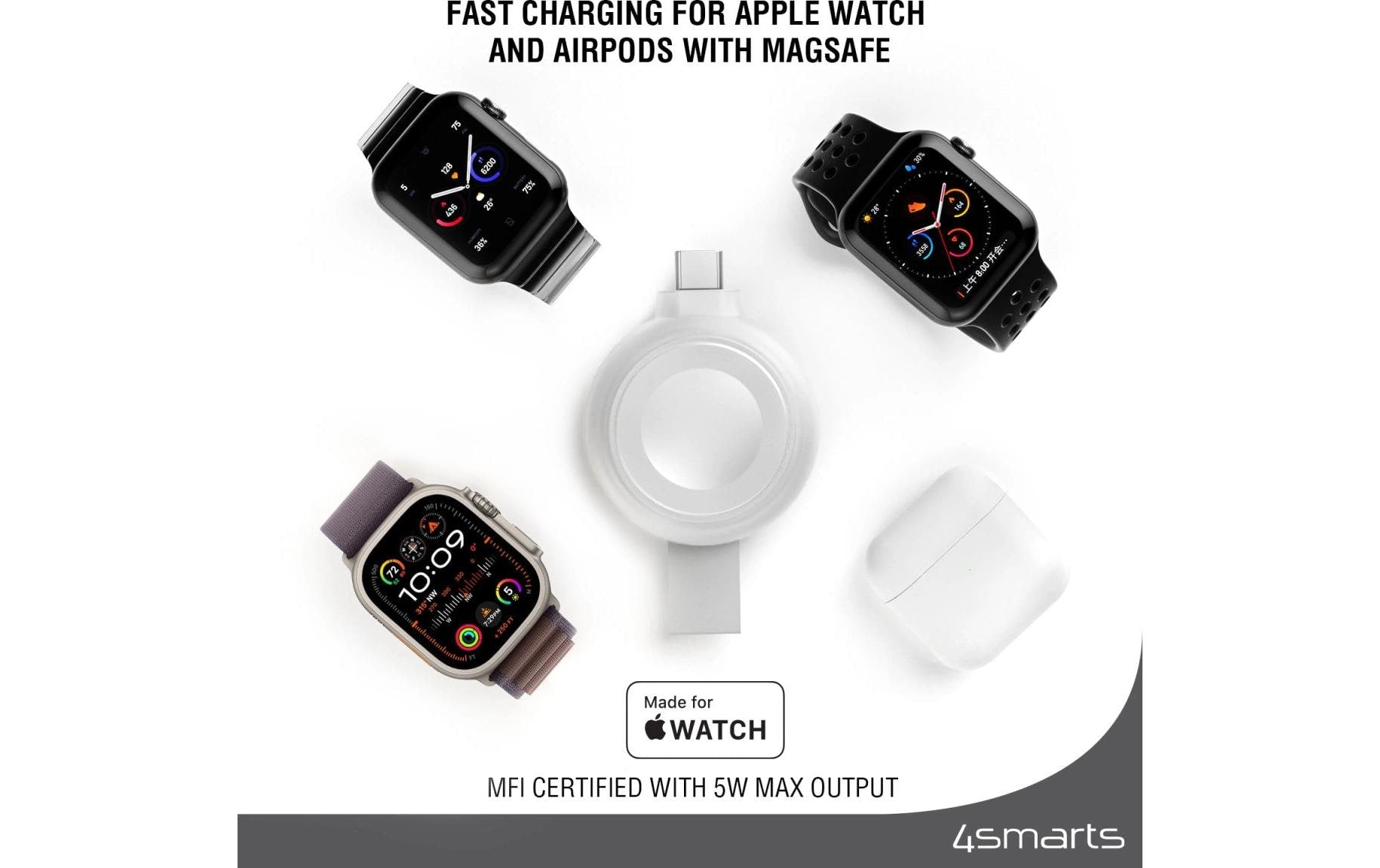 4smarts Apple Watch Charger QI2.0 – 5 W, Qi – für Apple Watch Series 1–9/SE
