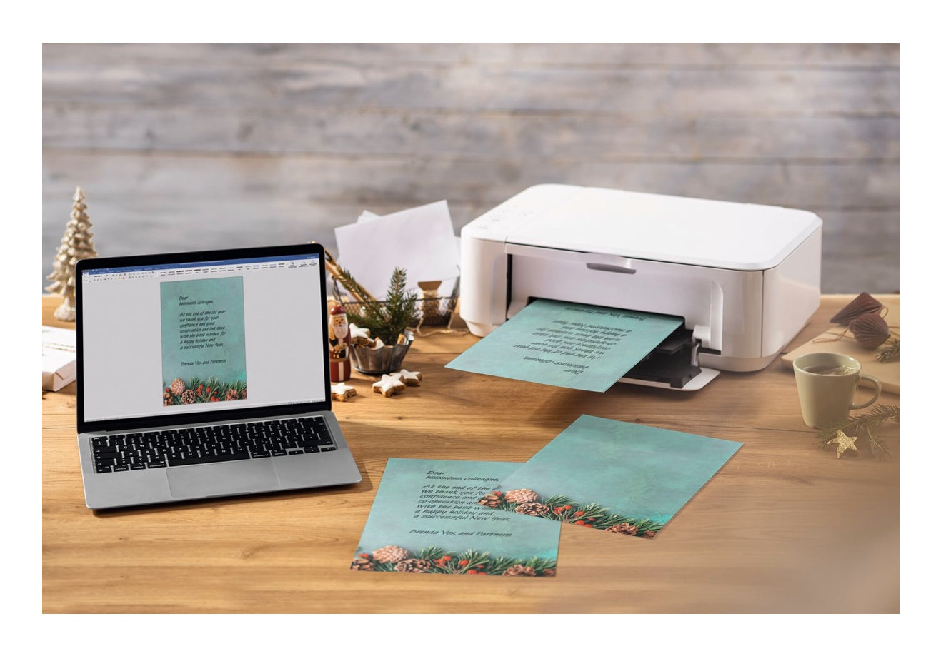 Sigel Motivpapier – A4, 90 g/m², Motiv: Green Christmas – für Inkjet/Laser/Kopierer – FSC – 100 Blatt