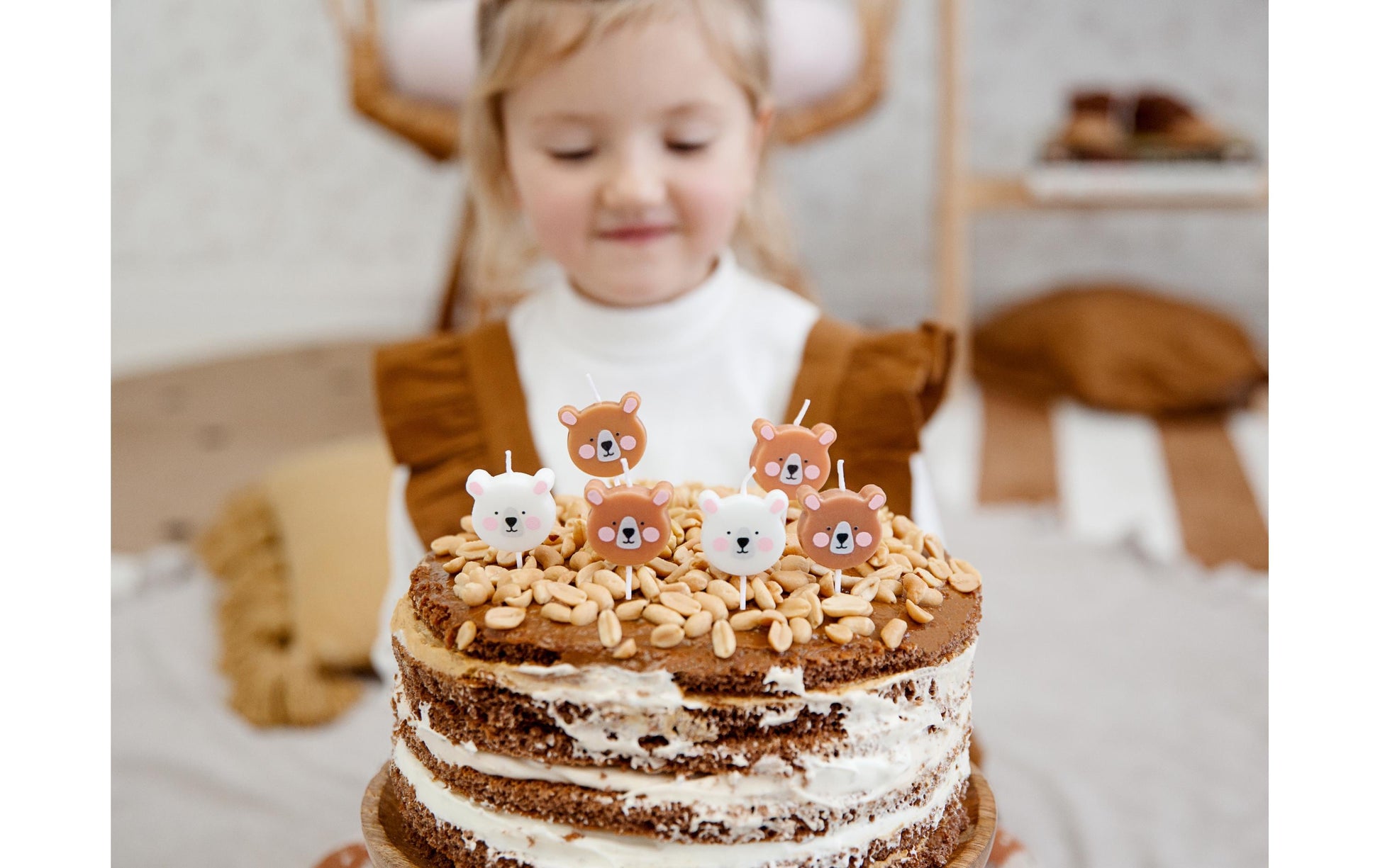 PartyDeco Geburtstagskerzen Teddybär – Mehrfarbig – 3 cm – 6 Stk