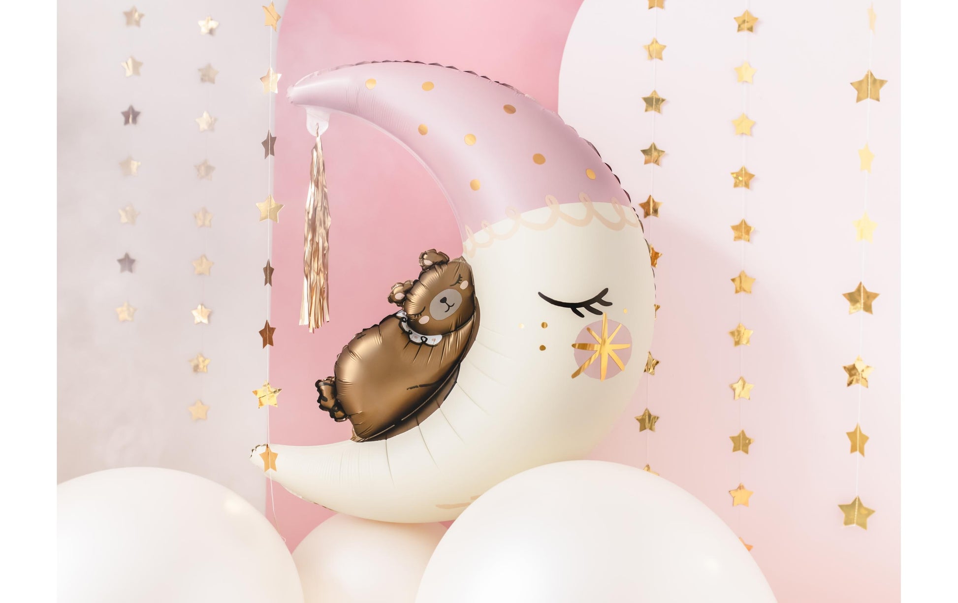 PartyDeco Folienballon Teddybär auf dem Mond – mehrfarbig – 71 × 86 cm – Folie – 1 Stk