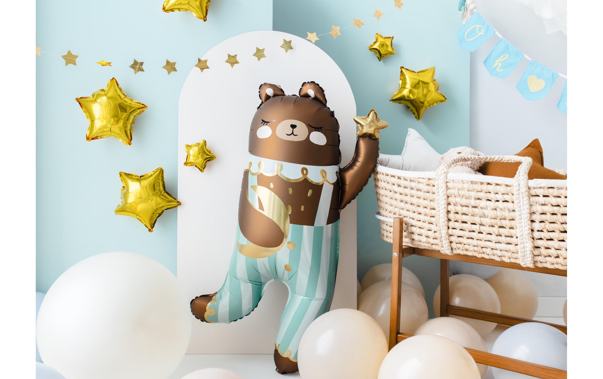 PartyDeco Folienballon Bär – Mehrfarbig – 72 × 104 cm – 1 Stk