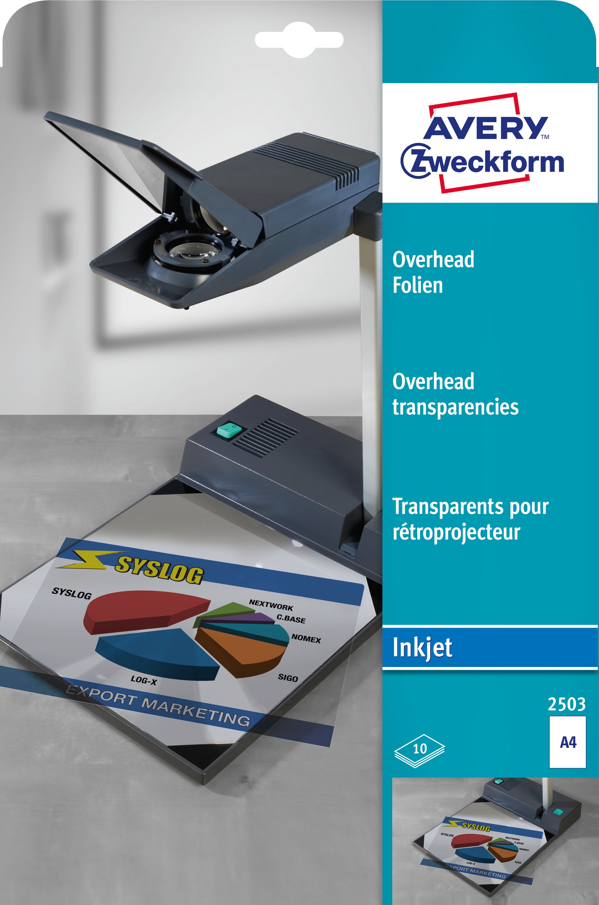 Avery Overheadfolien – für Inkjetdrucker, A4 (210×297 mm), 10 Blatt