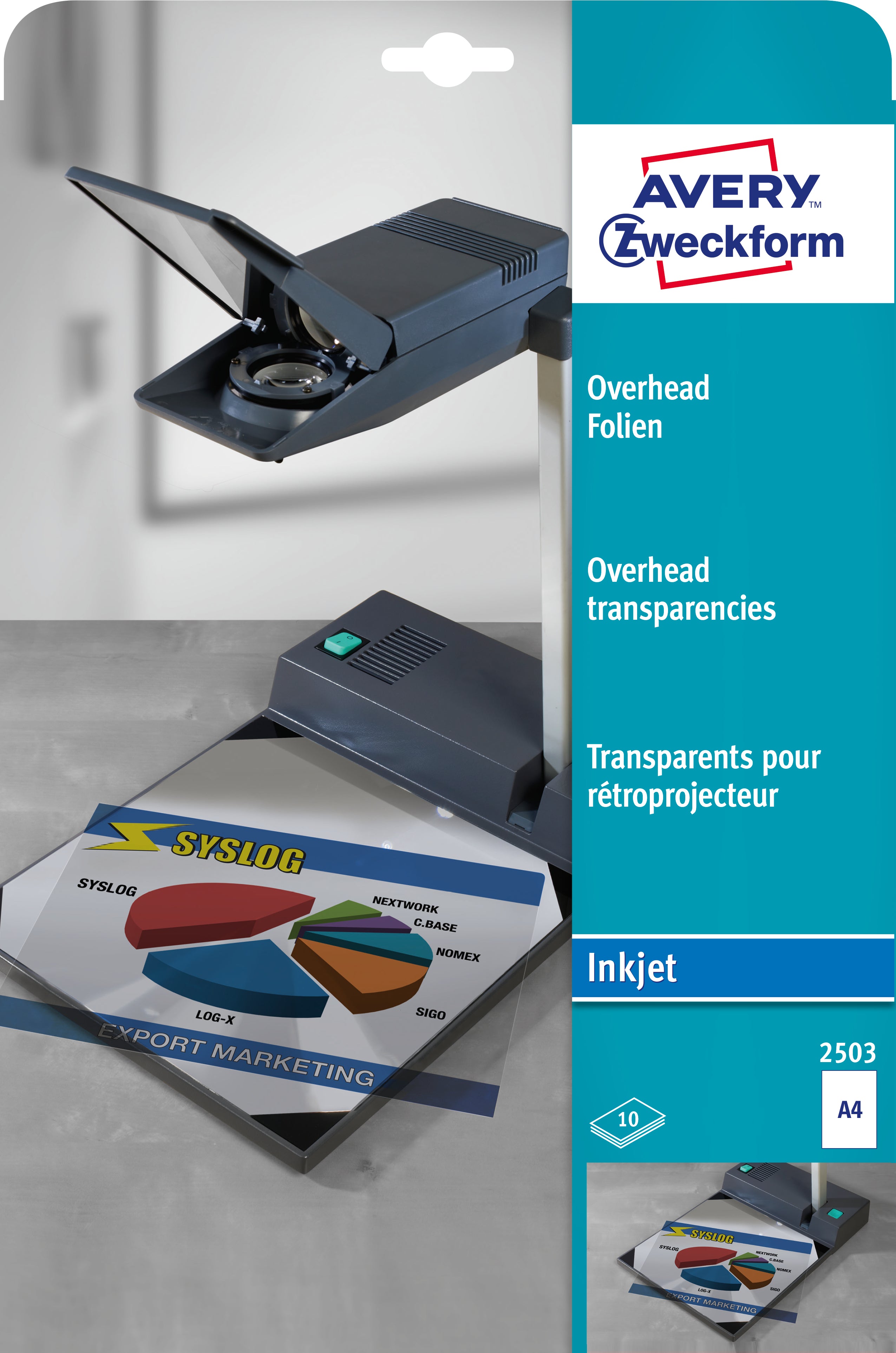 Avery Overheadfolien – für Inkjetdrucker, A4 (210×297 mm), 10 Blatt