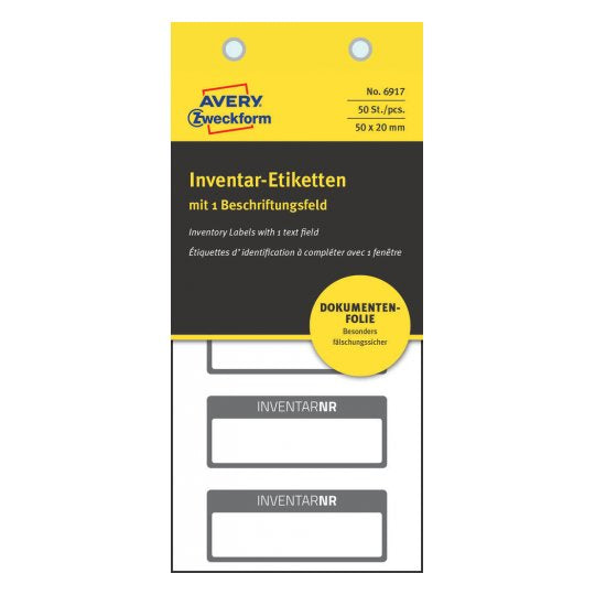 Avery Schuletiketten – 50×20 mm, Abgerundete Ecken, 50 Stk, 10 Bogen, Permanent Haftend, Abziehsicher