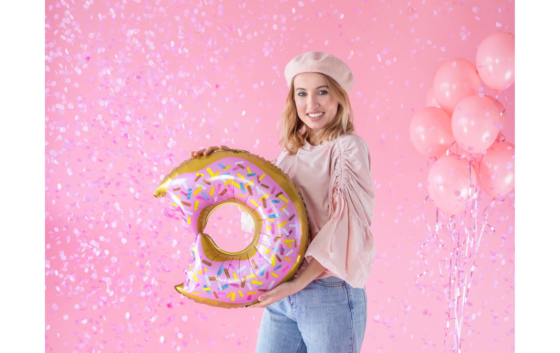 PartyDeco Konfettikanone Kreis – Pink – 60 cm – 1 Stk