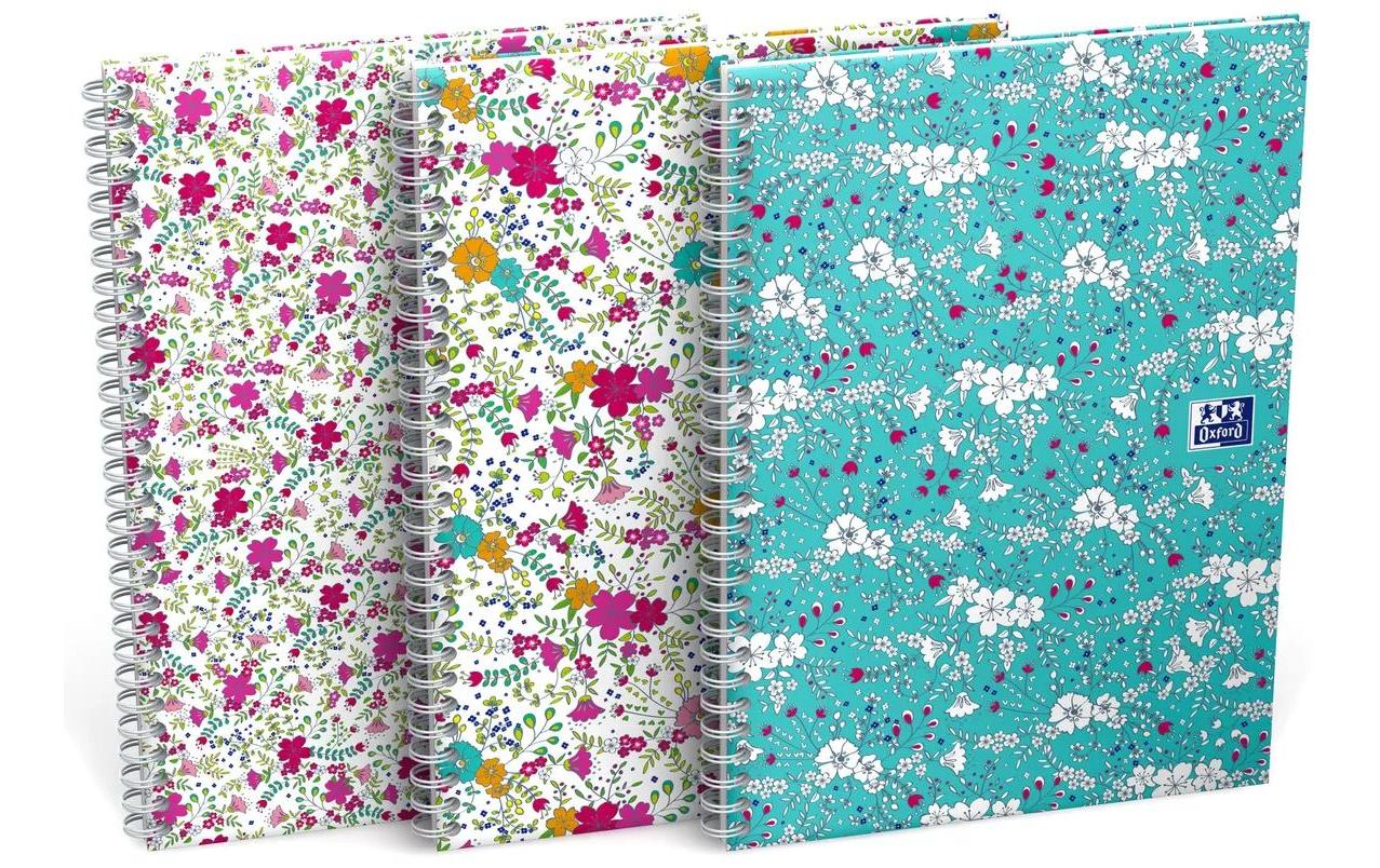 Oxford Collegeblock, Spiralbindung, Softcover, 60 Blatt, perforiert, 90 g/m² – floral, für SCRIBZEE App