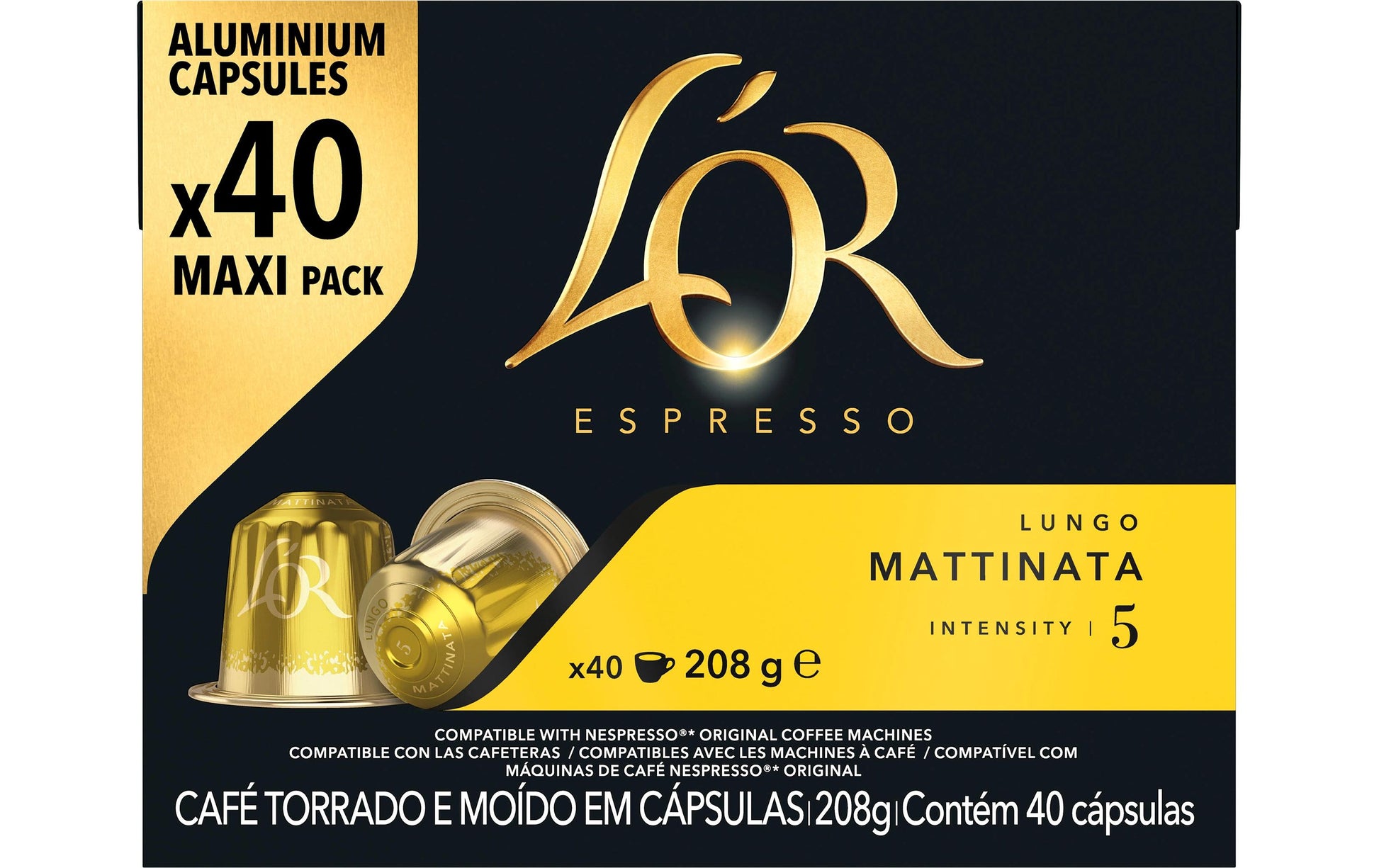 L'or Mattinata – Kapseln für Nespresso – Lungo, 40 Kapseln