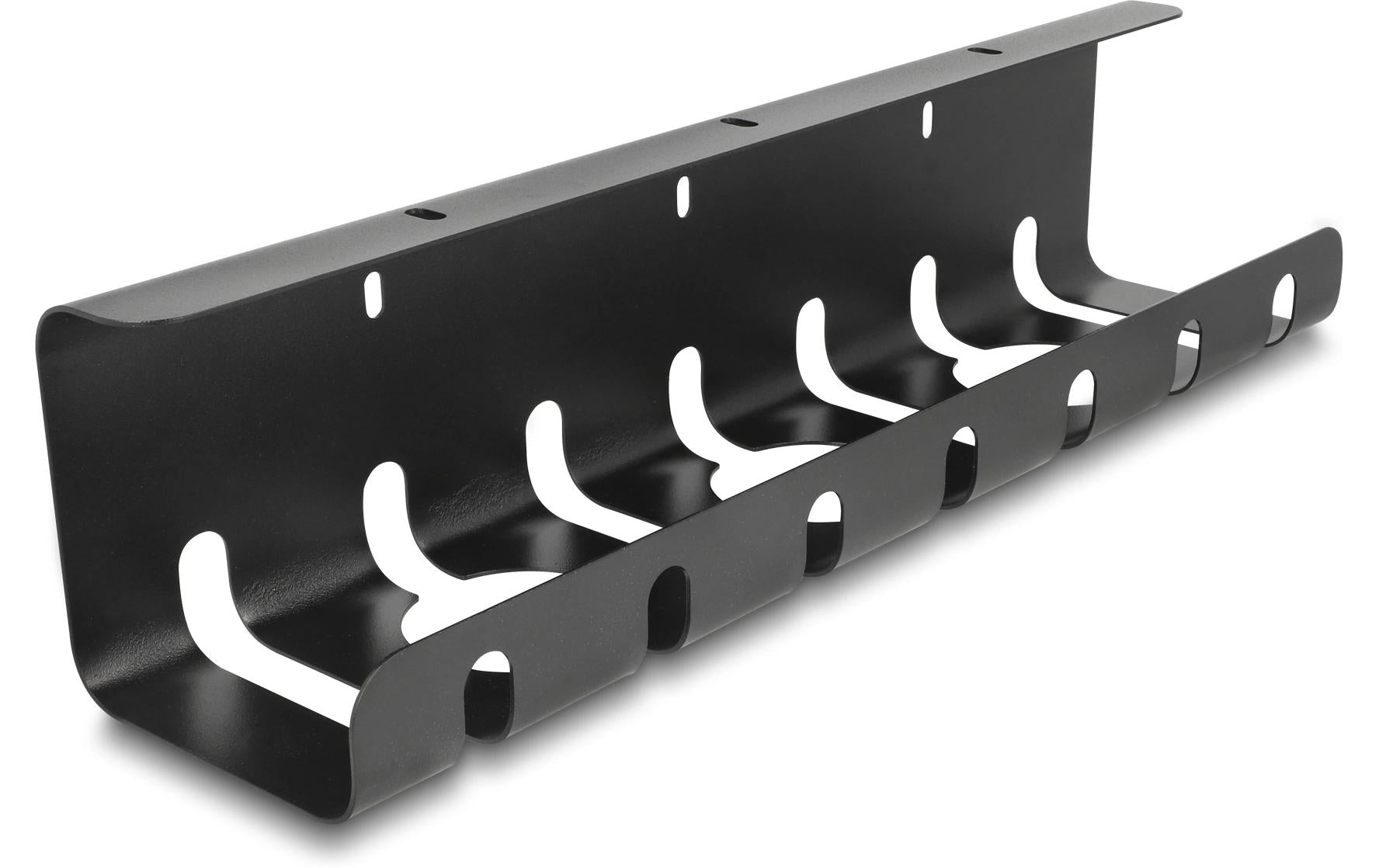 DeLOCK Kabelhalter – schwarz, Metall, B 100 × H 40 × T 430 mm, für Untertischmontage, 2er-Set