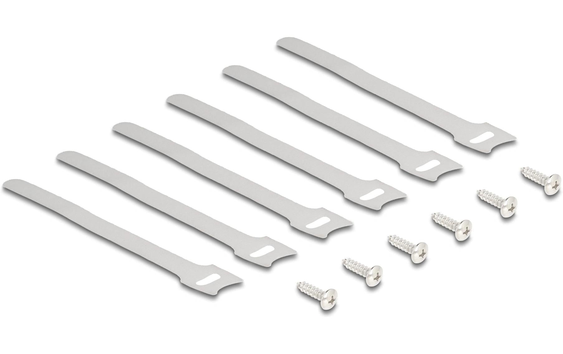 DeLOCK Kabelhalter – schwarz, Metall, B 100 × H 40 × T 430 mm, für Untertischmontage, 2er-Set
