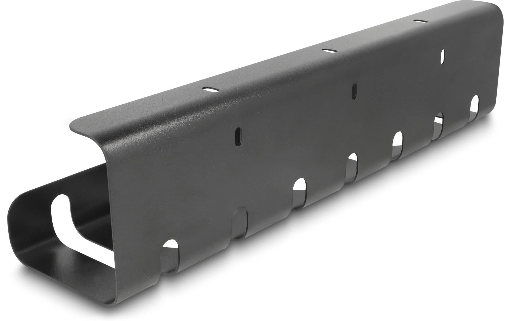 DeLOCK Kabelhalter – schwarz, Metall, B 100 × H 40 × T 430 mm, für Untertischmontage, 2er-Set