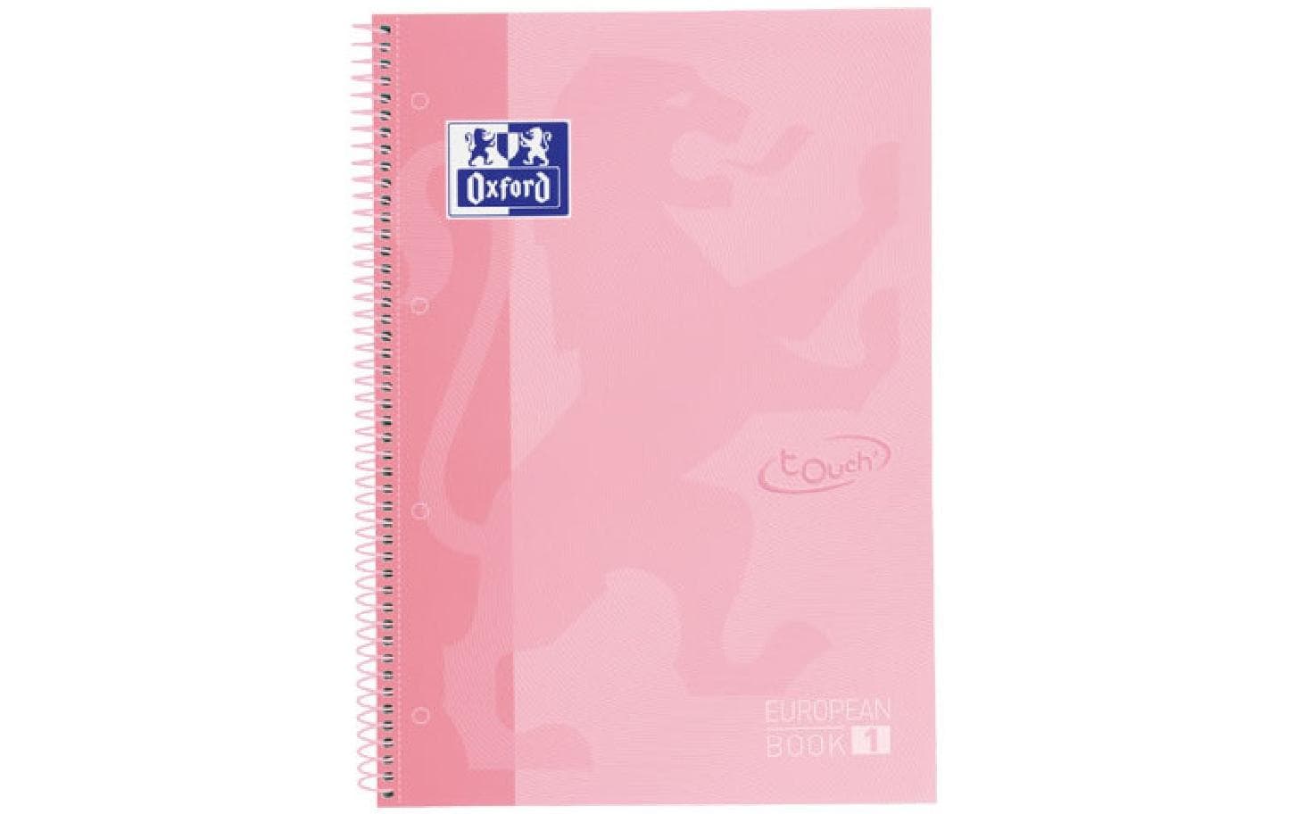 Oxford Spiralbuch – A4+ – kariert 5 mm – 80 Blatt – Hardcover, 4-fach gelocht, mikroperforiert – pastellrosa