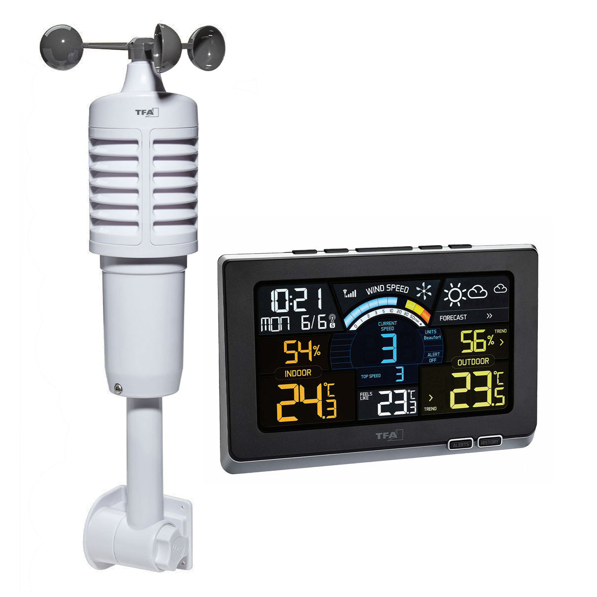 TFA-Dostmann Spring Breeze – Wetterstation, Funk, innen/aussen, Anemometer – schwarz