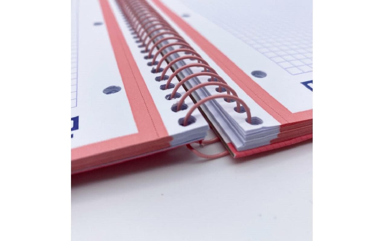 Oxford Spiralbuch – A4+ – kariert 5 mm – 80 Blatt – Hardcover, 4-fach gelocht, mikroperforiert – pastellrosa