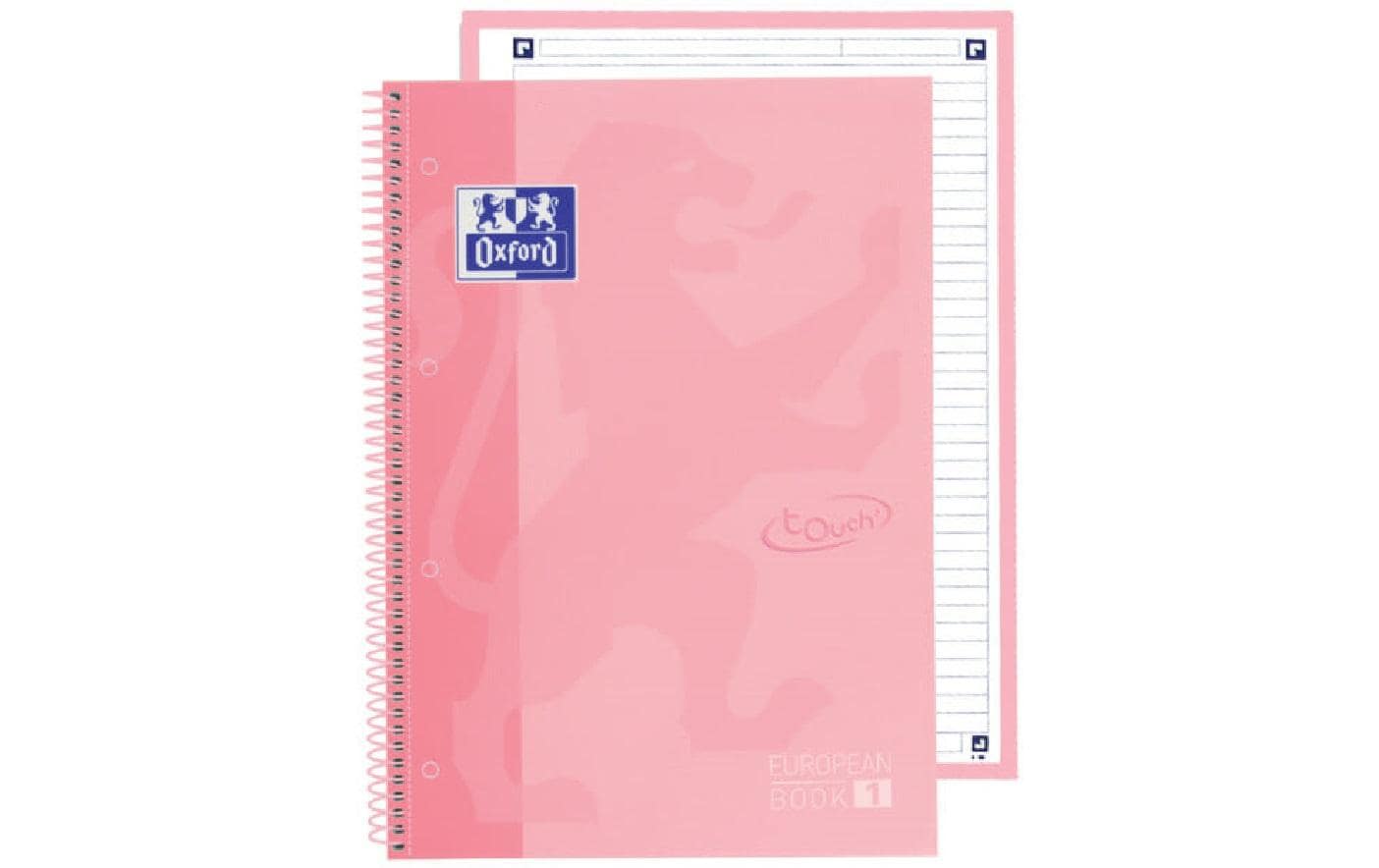 Oxford Spiralbuch – A4+ – 4-fach gelocht, mikroperforiert, Scribzee-kompatibel, Mini-Whiteboard, Pastellrosa