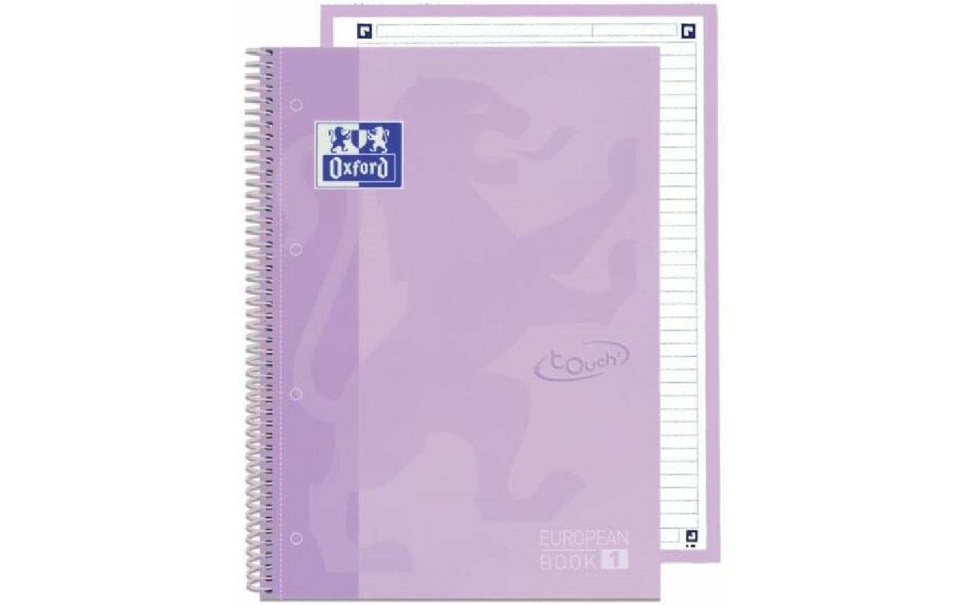 Oxford Spiralbuch – A4+ – mikroperforiert, 4-fach gelocht, Write & Erase-Innenseite, Sicherheits-Spirale, lila