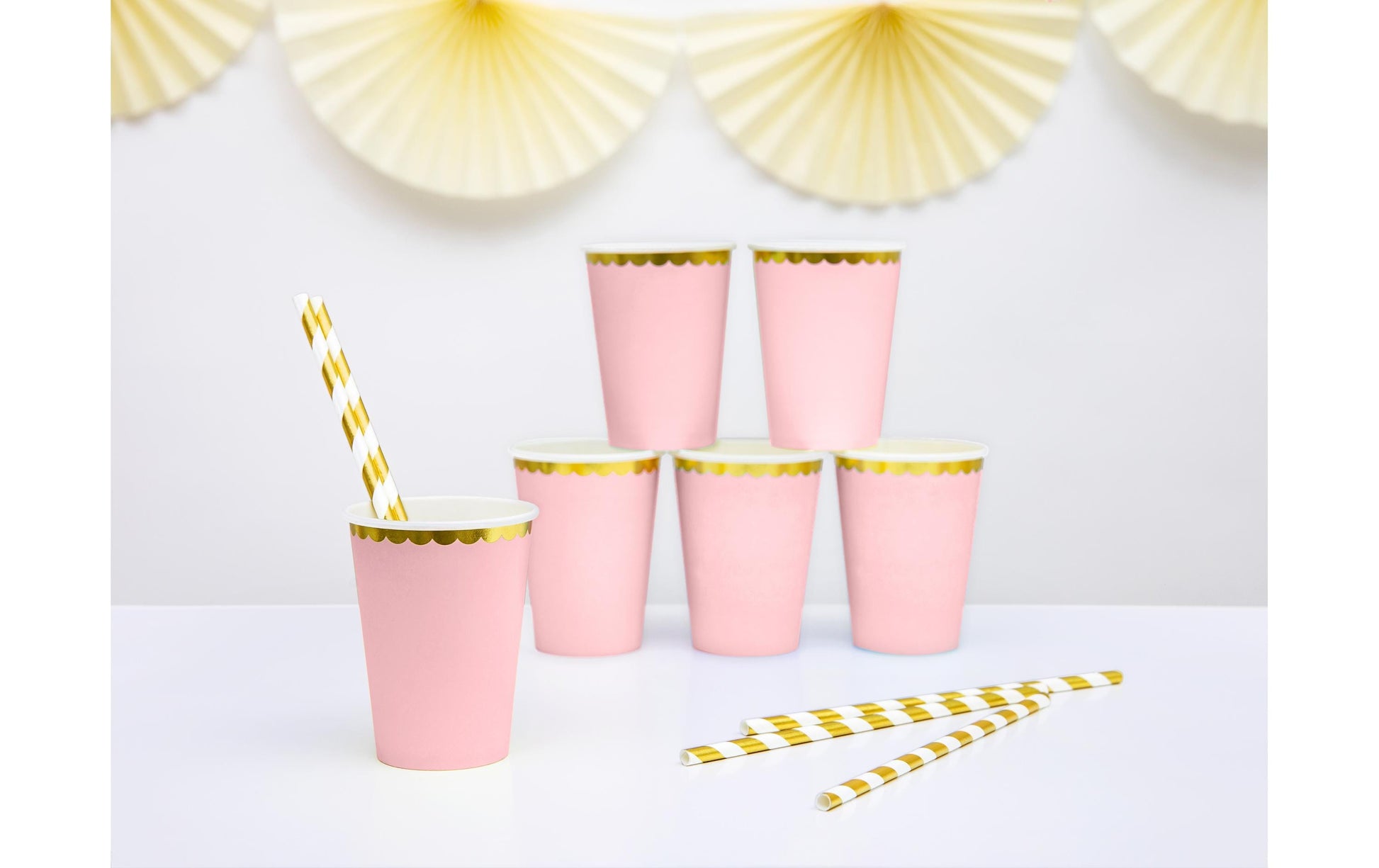 PartyDeco Trinkbecher, Papier/Karton – 2,2 dl, Rosa – 6 Stk.