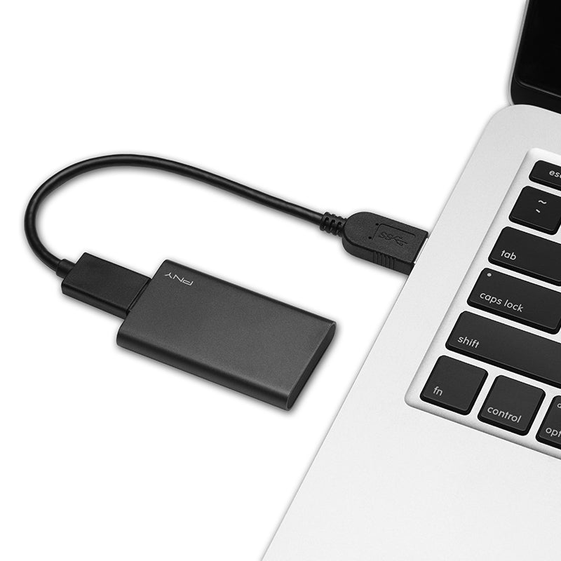 PNY Elite PSD1CS105 – 480 GB Portable SSD, USB 3.2 Gen 1, 430/400 MB/s, schwarz