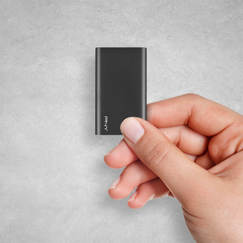 PNY Elite PSD1CS105 – 480 GB Portable SSD, USB 3.2 Gen 1, 430/400 MB/s, schwarz